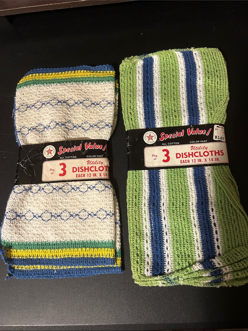 Lot of 5 VTG multicolor Dishcloths 100% Cotton by Hanson Textile co. Grandmacore